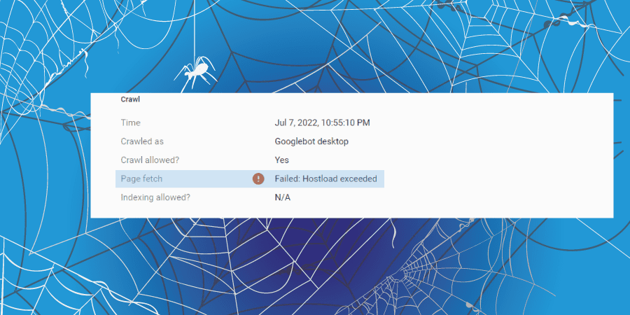 Failed: Hostload Exceeded error in search console